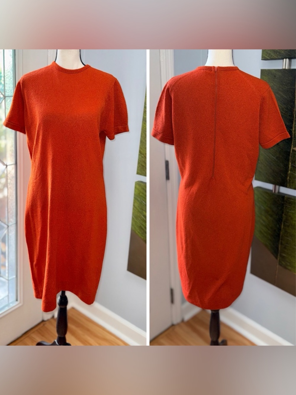 Vintage Talbott Travler Rust Orange Dacron Polyester Mod Shift Sheath Dress 70s!